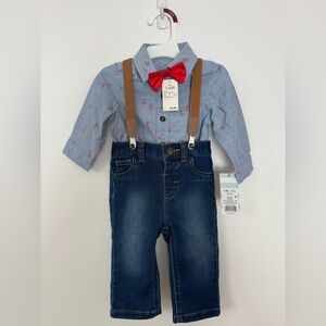 Target Cat & Jack 3-6 Month Baby Boy Christmas Outfit with Suspenders